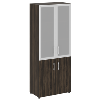 Шкаф высокий широкий (2 низких фасада ЛДСП + 2 средних фасада стекло в раме) Yalta LT.ST-1.2 R  дуб мали